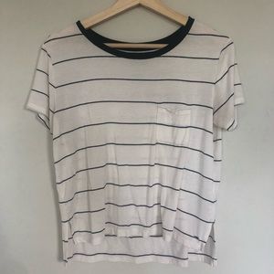 Striped Cropped Pocket Tee